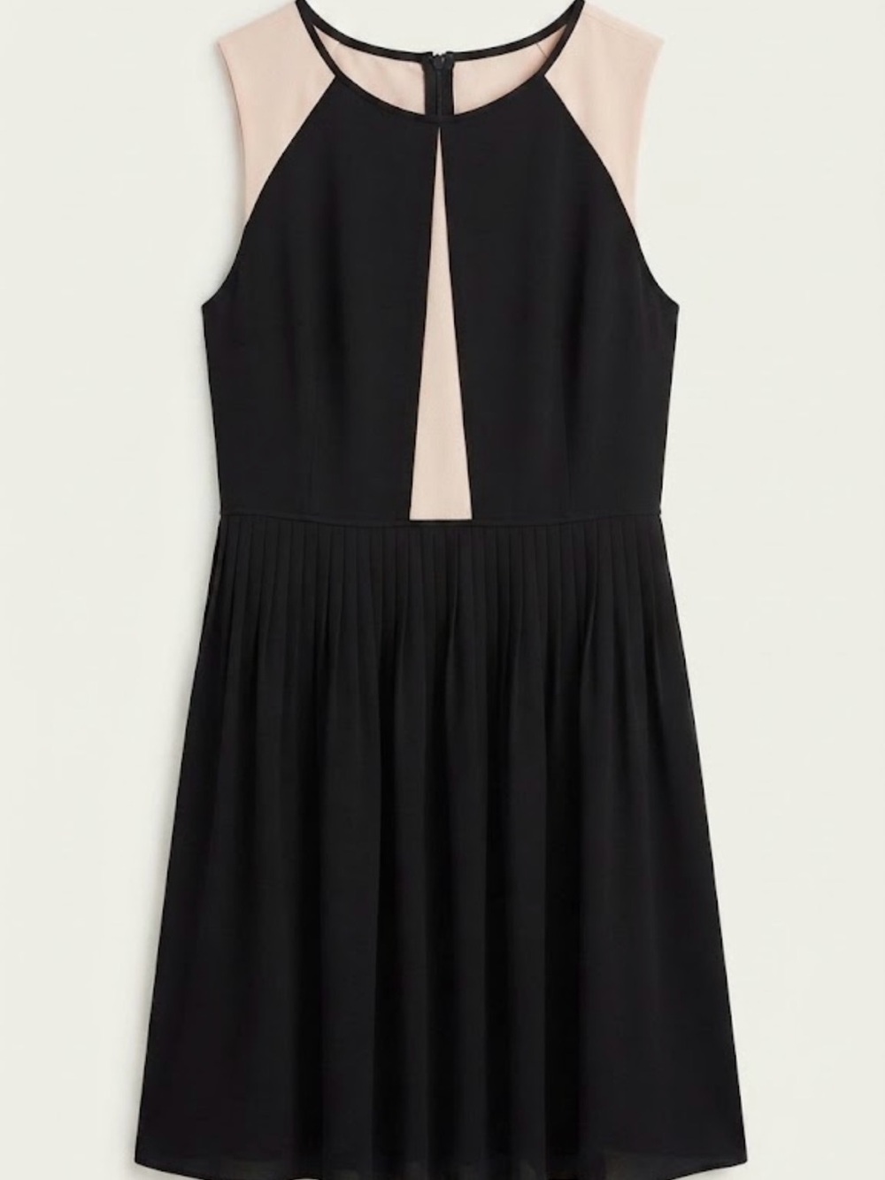 LOFT Black & Blush Colorblock Fit and Flare Pleated Dress Size 10